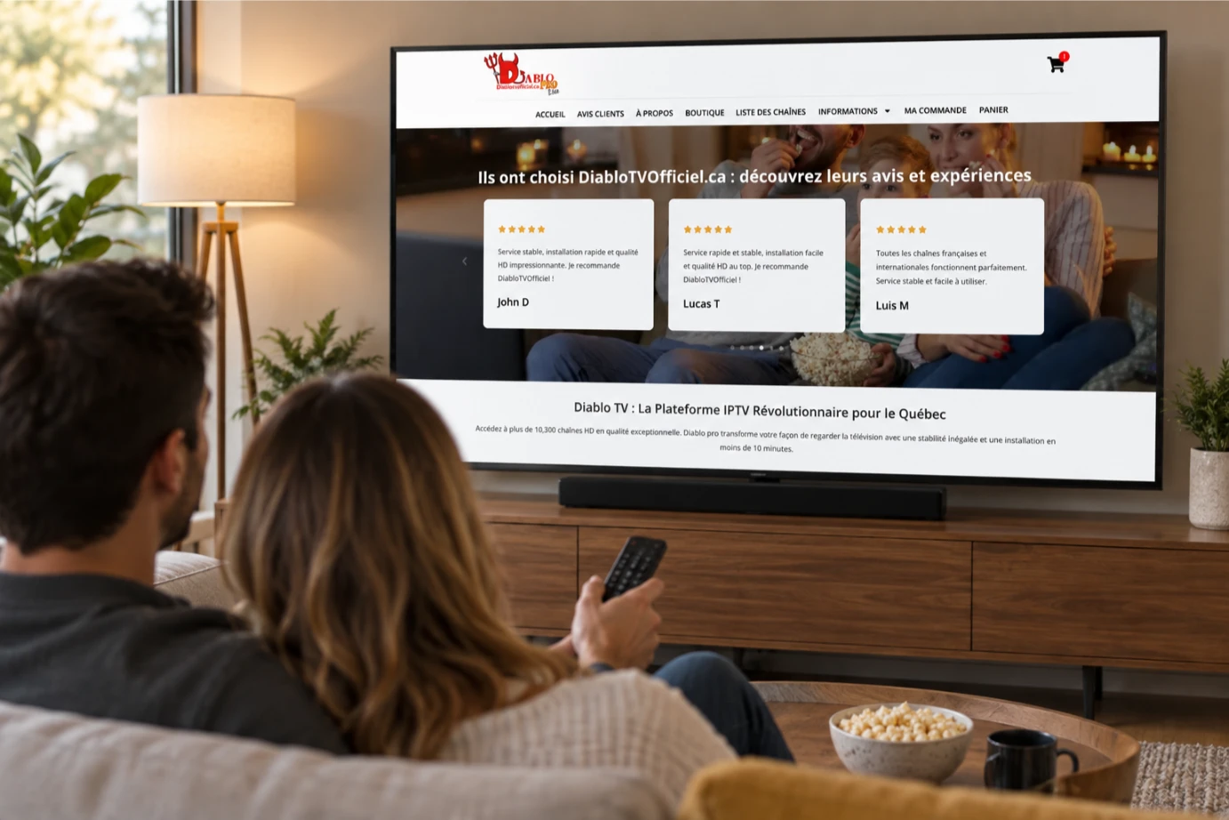 Diablo IPTV Smart TV dans un salon moderne