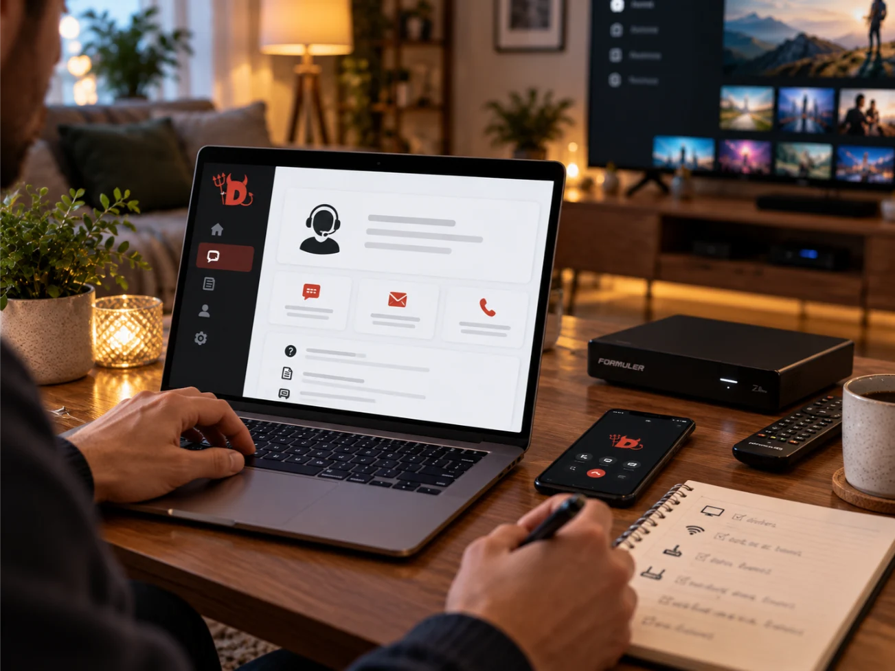 Contacter le support Diablo IPTV Officiel pour obtenir une assistance technique sur un boîtier Formuler