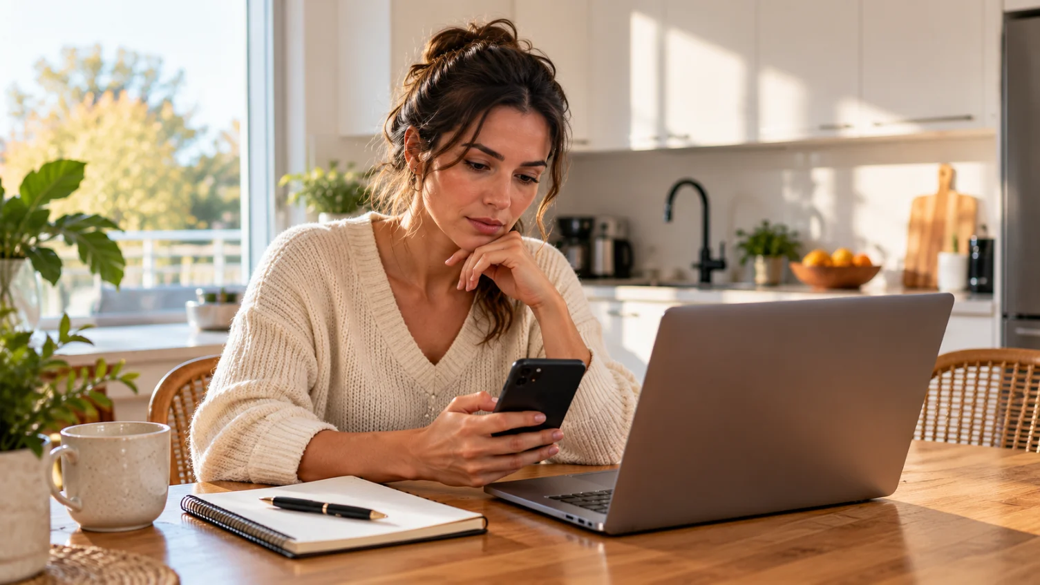 Femme qui compare un fournisseur officiel Diablo IPTV et un revendeur sur son ordinateur