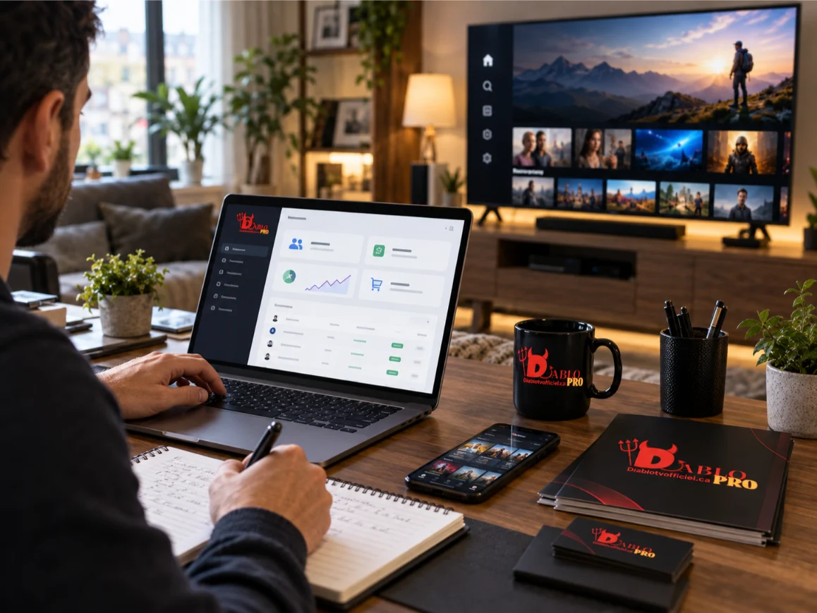 Gestion des clients et des crédits revendeur Diablo IPTV depuis un ordinateur portable