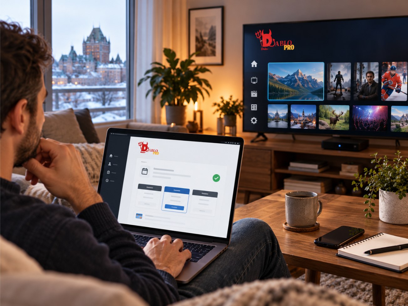 Préparer le renouveler votre abonnement Diablo IPTV avec confirmation de commande et informations de l’appareil