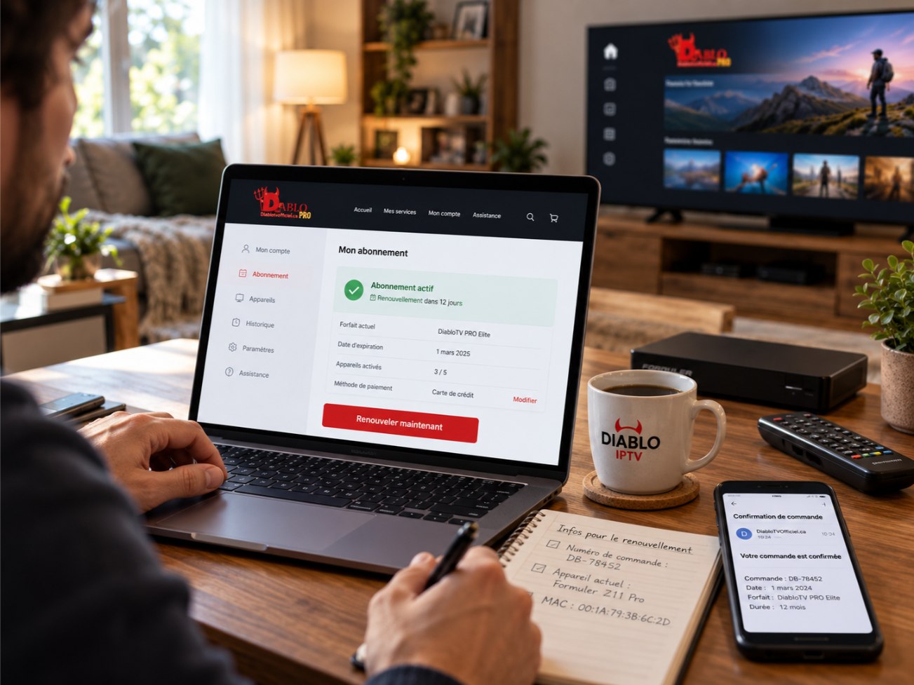 Renouveler votre abonnement Diablo IPTV directement chez le fournisseur officiel depuis un ordinateur portable
