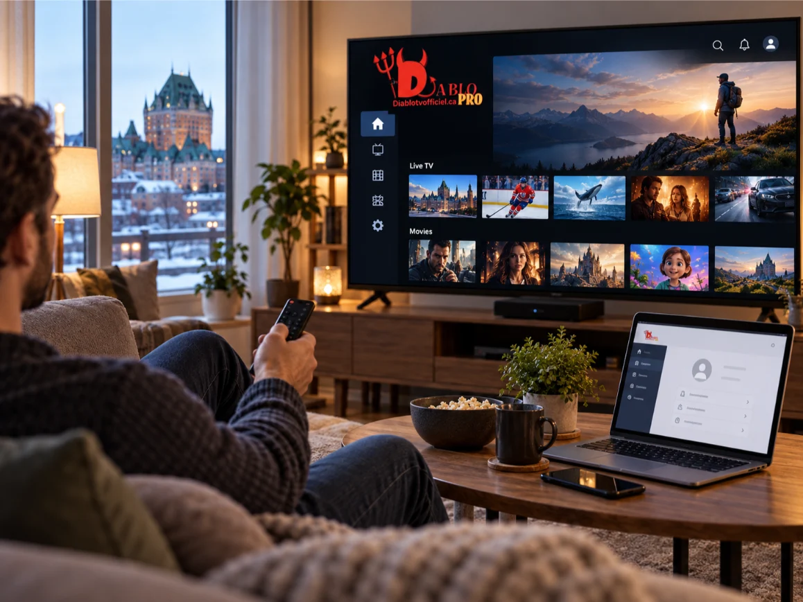 Revendeur Diablo IPTV au Québec : télévision connectée et ordinateur pour la gestion des abonnements